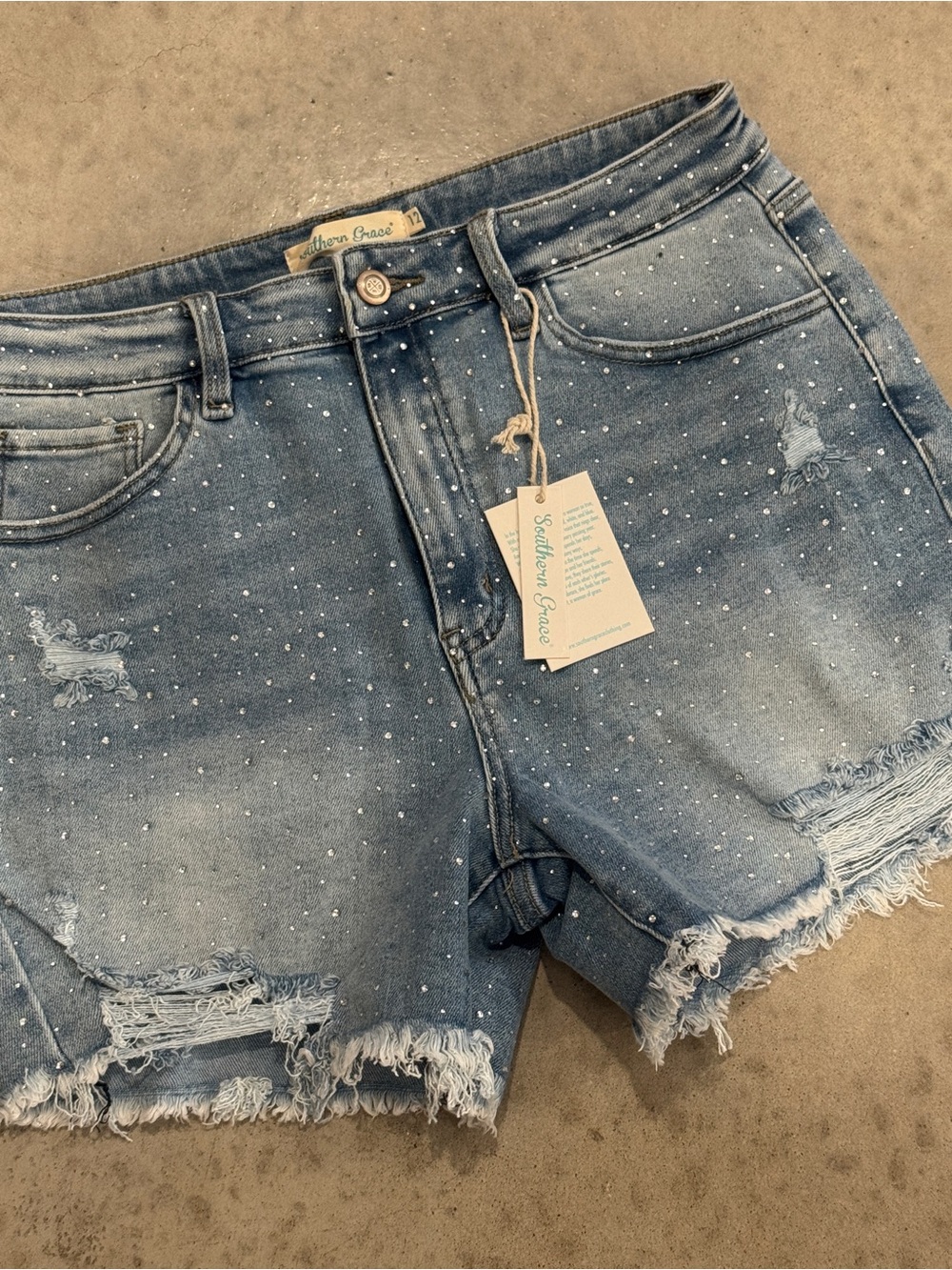 Southern Grace Women's Blue Distressed Denim Shorts